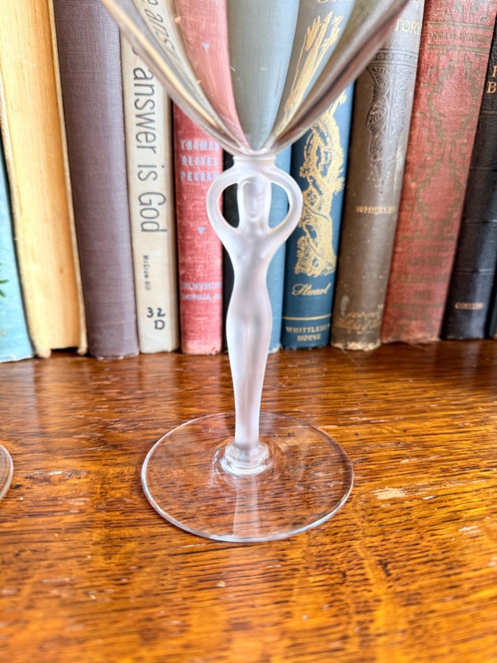 Vintage French Bayrel Crystal Martini Coupes with Frosted Nude Stem- Pair - Picture 14 of 16